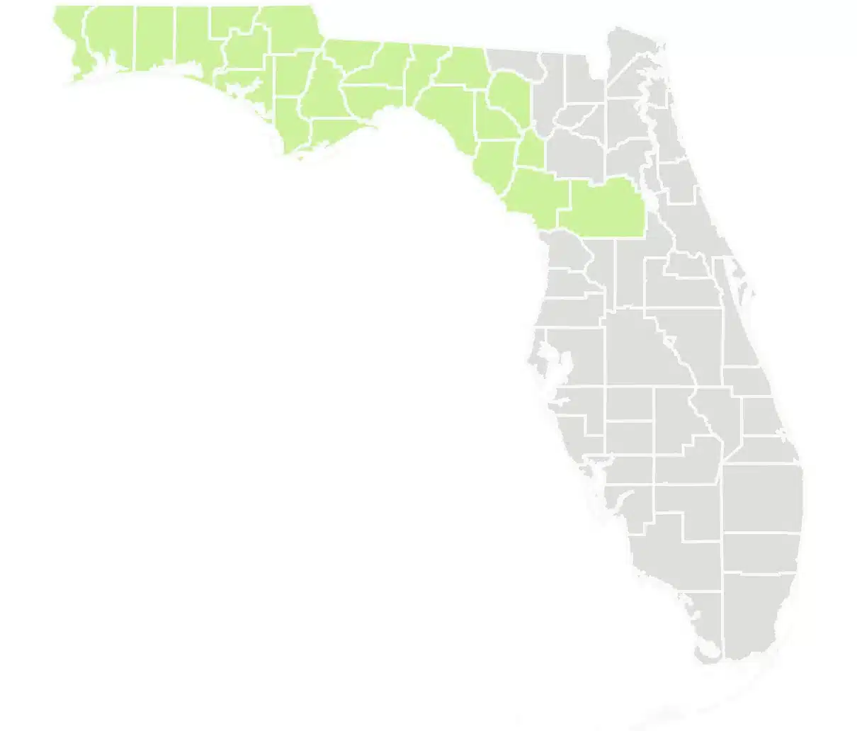 Vortex Doors of Tallahassee service area map of North Florida counties